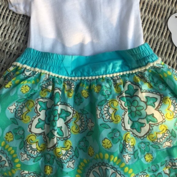 Adorable, NWOT,100% Cotton, Turquoise, Green, & White, Flower Skirt, 3m - Picture 3 of 9